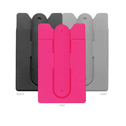 USA Merchant | Cell Phone Wallet with Stand by Cellessentials: (for Credit Card & Id) iPhone, Android & Most Smartphones | 3 Pc Pack - Black, Grey & Pink - color: Black, Gray & Pink
