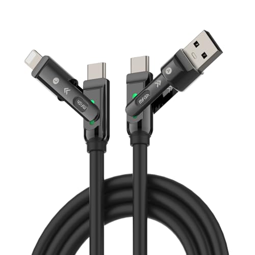 MFish USB C to USB C Cable, 240W 4 in 1 Charging Cable, Black, 6.6FT - color: Black, size: 6.6FT(Upgraded)