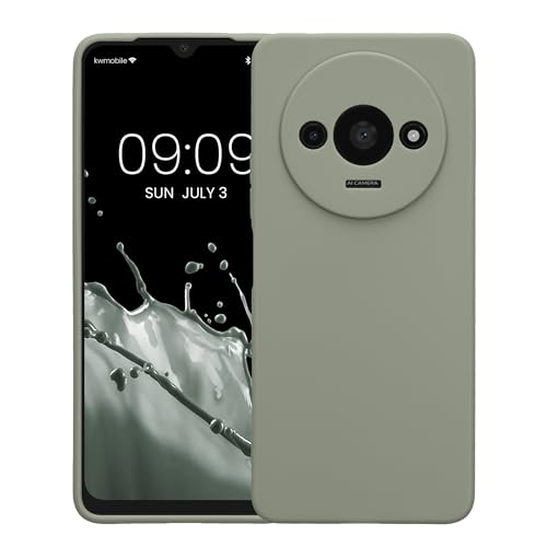 kwmobile Case Compatible with Xiaomi Redmi A3 Case - Protective Slim TPU Phone Cover - Soft Matte Finish - Gray Green - color: gray green