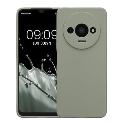 kwmobile Case Compatible with Xiaomi Redmi A3 Case - Protective Slim TPU Phone Cover - Soft Matte Finish - Gray Green - color: gray green