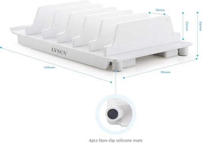 Adjustable Phone Stand Holder Dock Mobile Phone Tablet Organizer Multi Device Universal Desktop Stand Rack for iPhone Samsung Kindle Fire Tablet and Most Electronics Devices-No Charging Port (S-White) - color: S-White