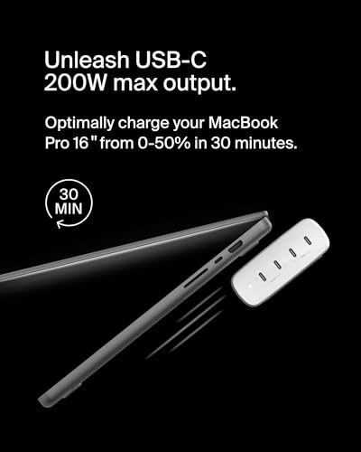 Belkin 200W 4-Port GaN USB C Charger Block, Fast Charging for MacBook - color: White