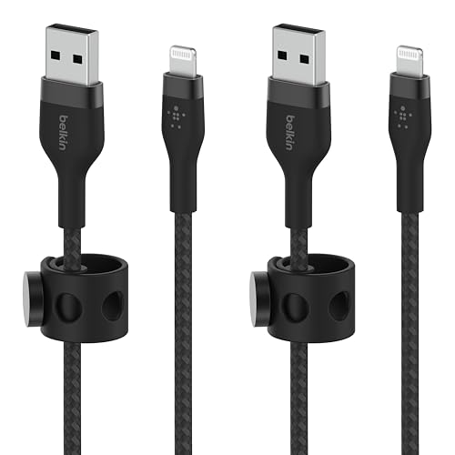 Belkin USB A to Lightning Braided Cable 2 Pack, 3.3ft iPhone Charger Cord - color: Black, style: 1M 2-Pack