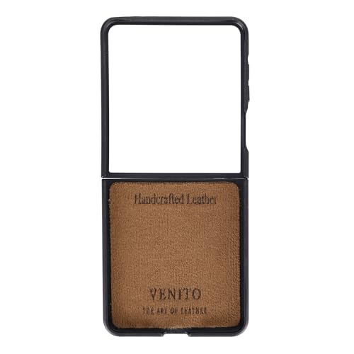 Venito Lucca Leather Case for Samsung Galaxy Z Flip 7 | Handcrafted Full Grain Premium Leather, Slim Protective Design, Drop/Impact Resistant Phone Cover, Antique Brown* - color: Antique Brown, size: Samsung Galaxy Z Flip 7