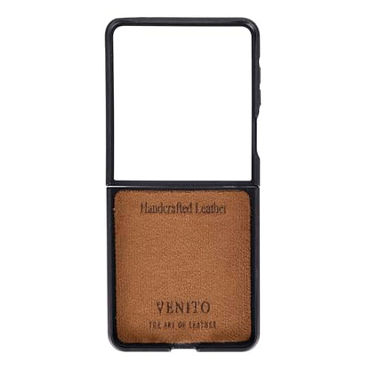 Venito Lucca Leather Case for Samsung Galaxy Z Flip 7 | Handcrafted Full Grain Premium Leather, Slim Protective Design, Drop/Impact Resistant Phone Cover, Antique Brown* - color: Antique Brown, size: Samsung Galaxy Z Flip 7