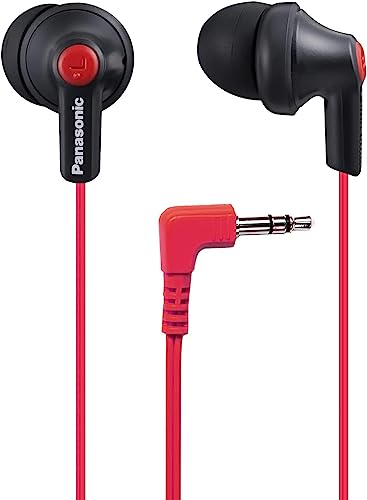 Panasonic Ergofit in-Ear Earbud Headphones Matte Black/Red (RP-HJE120-KB) - color: Matte Black/RED, size: S/M/L, style: No Mic