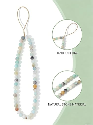 Natural Semi-Precious Gem Stones Beaded Phone Charm - style: Amazonite