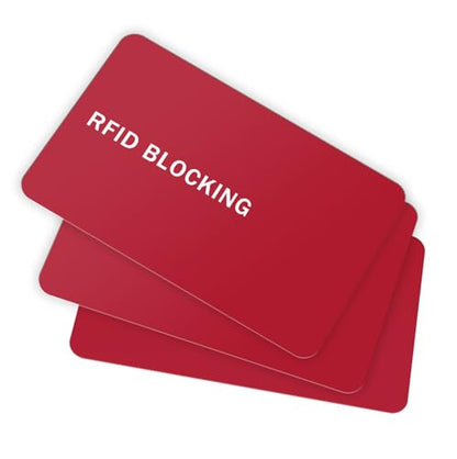RFID Blocking Card - 3 Pack, Contactless NFC Credit Card ID Protection Safe Bank Card Passport Entire Wallet Purse Shield Protector Blocker Guard (Pack of 3, Red) - color: Red/3 cards
