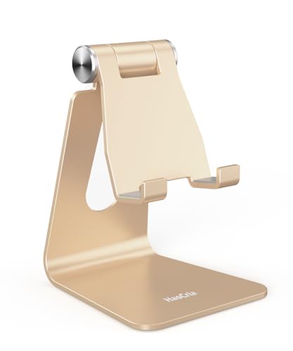 Cell Phone Stand for Desk- Adjustable Phone Stand Holder, Cradle, Dock, Desktop Stand for iPhone 17 16, 15, 14, Plus, Pro, Pro Max, 13 12 X XS,4-8" Phones, Office Accessories (Gold) - color: Gold