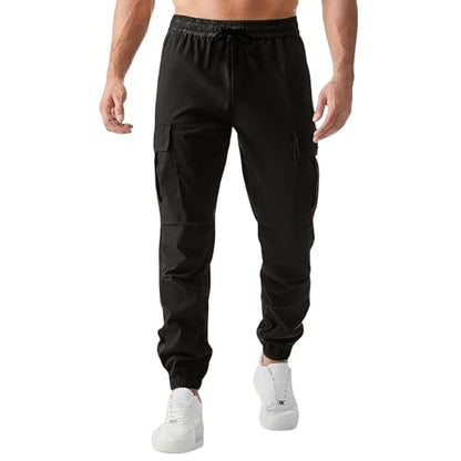 Men's Cargo Pants Canvas Durable Tactical Water Resistant Flap Pockets BDU Travel Camping Tactical Pants for Men - color: A Black, size: Large