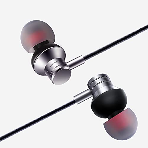 Empsun Wired Earbuds Headphones with Microphone Stereo Bass Earphones Noise Isolation in-Ear Headset Compatible with All Smartphones Tablets iPod IPad MP3 Player That with 3.5 mm Interface(Silver) - color: Silver