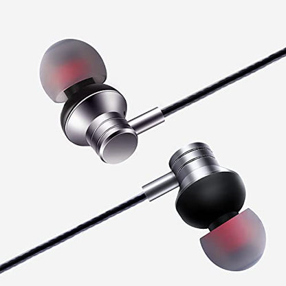 Empsun Wired Earbuds Headphones with Microphone Stereo Bass Earphones Noise Isolation in-Ear Headset Compatible with All Smartphones Tablets iPod IPad MP3 Player That with 3.5 mm Interface(Silver) - color: Silver
