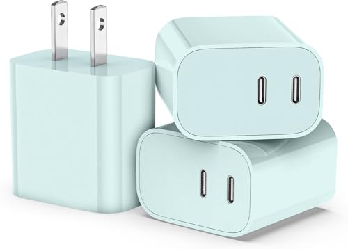 USB C Charger Block 3 Pack, Dual Port 20W Fast Wall Plug (Green) - color: Green