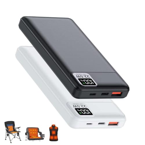 2PCS 5V 2A 3A 10000mAh Heated Vest/Jacket/Chair/Seat Battery Pack - color: Black+White, size: 10000mAh-2PCS