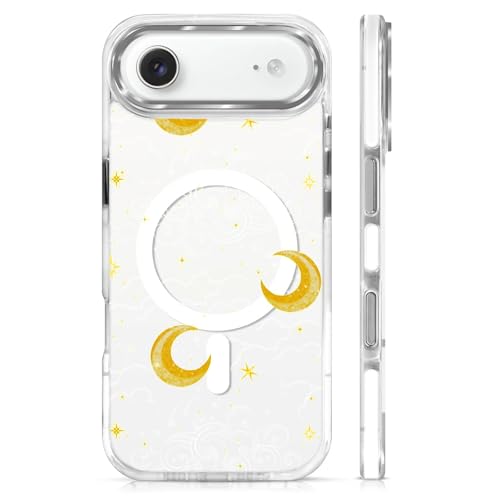 Magnetic Case for iPhone 17 Air Design On Clear Base, Compatible with MagSafe Slim Protective Soft TPU Bumper Phone Cover Women Girls Case for iPhone 17 Air Clear Celestial Moon Stars - color: Clear Celestial Moon Stars, size: iPhone 17 Air