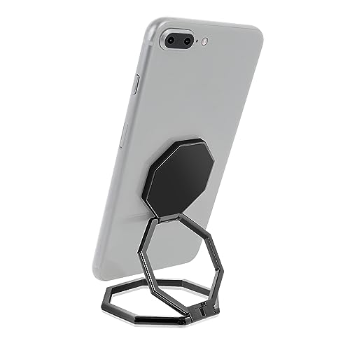 cobee Cell Phone Ring Holder Finger Kickstand, 360° Rotation Metal Cellphone Back Grip Foldable Cell Phone Stand Adjustable Phone Holder Compatible with Most Smartphones(Black) - color: Black