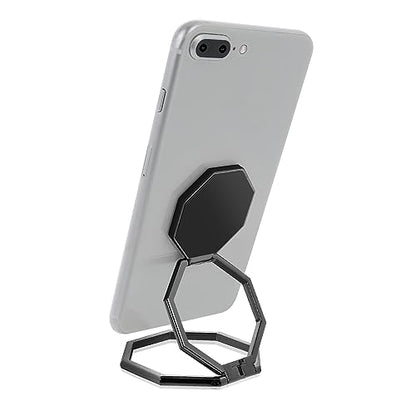 cobee Cell Phone Ring Holder Finger Kickstand, 360° Rotation Metal Cellphone Back Grip Foldable Cell Phone Stand Adjustable Phone Holder Compatible with Most Smartphones(Black) - color: Black