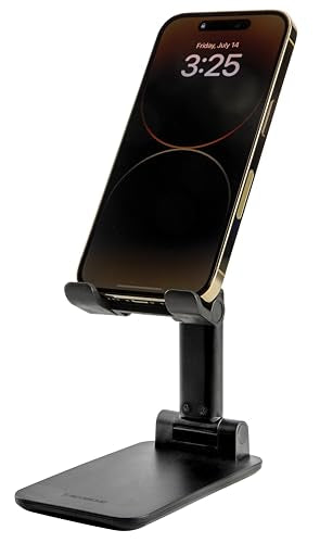 Scosche SUFMPS-SP Universal Cell Phone Stand and Holder with Non-Slip Cradle, Foldable, Adjustable Non-Magnetic Mount for Home Office Desk or Travel Compatible with iPhone, Tablet and All Devices - style: Office Desk / Travel