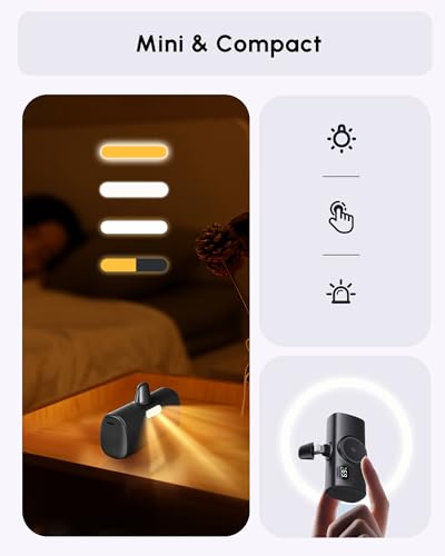 Mini Power Bank Compatible with iPhone,5000mah Travel On-the Go Portable Charger, Handy Battery Pack External Second Battery for Emergency Back-Up Charger for iPhone 14/12/13 mini/14 plus-Black - color: Black