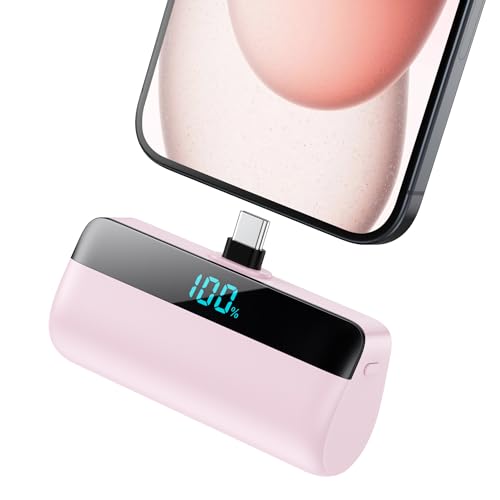 Mini Portable Charger for iPhone 17/16/15,Upgraded 5500mAh PD USB C Power Bank,Travel Essentials Pocket Phone Charger Battery Pack for iPhone 17/17 Pro Max/16/16 Pro/15 Series,Galaxy Android-Pink - color: Pink