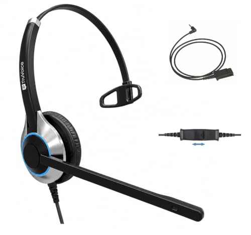 TruVoice HD-500 Premium Single Ear Headset with Noise Canceling Microphone and 2.5mm Cable for Cisco SPA303, SPA502g, SPA504g, SPA508g, SPA509g, SPA514g, SPA525g and Phones with a 2.5mm Jack Port