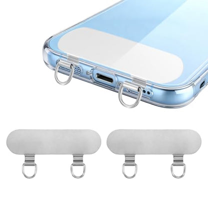 uxcell Double Ear Stainless Steel Clip Phone Lanyard Tab Ultra-Thin Phone - color: Gray