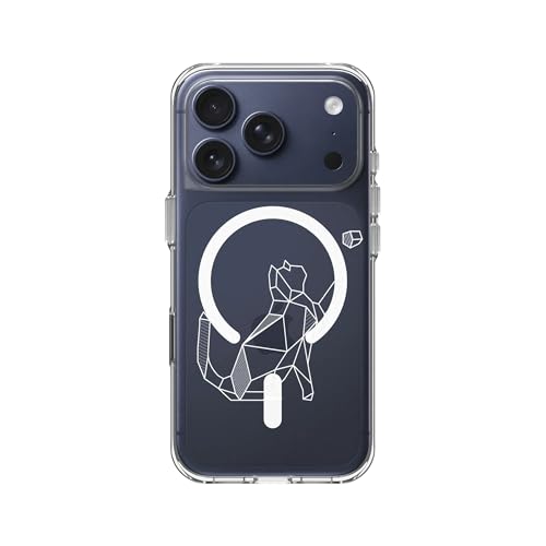 RhinoShield Clear MagSafe Compatible Case for iPhone 17 Pro | Strong Magnetic, Anti-Yellowing, Transparent, High Clarity, Shockproof, Military Grade Drop Protection - color: Geometric Cat, size: iPhone 17 Pro