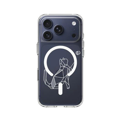 RhinoShield Clear MagSafe Compatible Case for iPhone 17 Pro | Strong Magnetic, Anti-Yellowing, Transparent, High Clarity, Shockproof, Military Grade Drop Protection - color: Geometric Cat, size: iPhone 17 Pro