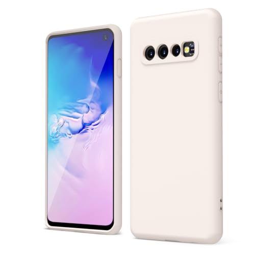 oakxco for Samsung Galaxy S10 Case Liquid Silicone Grip, Cute Thin Slim Soft Rubber TPU Plain Smooth Gel Cover for Women Girl Aesthetic, Matte Solid Protective & Shockproof, Beige Stone - color: Beige, size: S10 4g