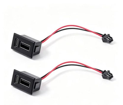 2 Pack Flush Mount USB & Type-C Car Charger Socket