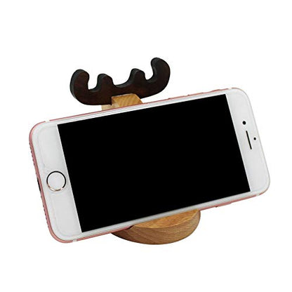 Cute Deer Cell Phone Holder Stand Wooden Smartphone Desk Holder for All Mobile Phones Animal Phone Stand Desk Ornament - color: deer