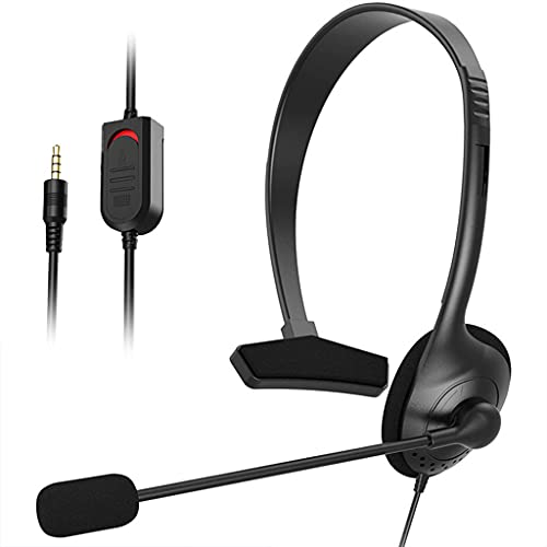 Call Center Headset, Single Ear Noise Cancelling Microphone Headphone with 3.5mm Jack in-line Control, Lightweight 45g Wired Headset for Office Work Customer Service Work from Home