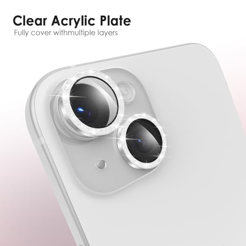 TENOC Camera Lens Protector for iPhone 14 & 14 Plus, Silver Glitter - size: iPhone 14/14 Plus