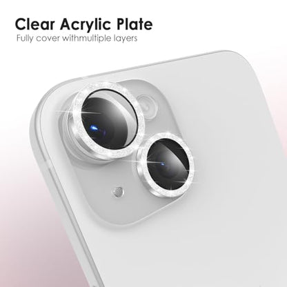 TENOC Camera Lens Protector for iPhone 14 & 14 Plus, Silver Glitter - size: iPhone 14/14 Plus