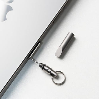 Titanium Alloy SIM Ejector Tool SIM Card Removal Mini Tool with 2 Keyrings