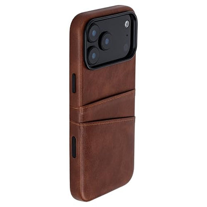 Dockem Card Case for iPhone 17 Pro Max with Magnetic Mounting Plate, Camera Control Button, Wallet with 2 Holder Slots: M2 Exec Premium Synthetic Leather (Brown) - color: Brown, size: 17 Pro Max