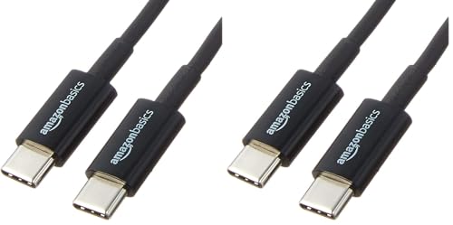 Amazon Basics USB-C to USB-C 2.0 Fast Charging Cable, 480Mbps Speed, USB-IF Certified, for Apple iPhone 16/15, iPad, Samsung Galaxy, Tablets, Laptops, 3 Foot, Black (Pack of 2) - color: Negro, size: 3-Foot (Pack of 2)