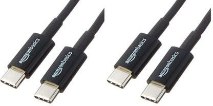 Amazon Basics USB-C to USB-C 2.0 Fast Charging Cable, 480Mbps Speed, USB-IF Certified, for Apple iPhone 16/15, iPad, Samsung Galaxy, Tablets, Laptops, 3 Foot, Black (Pack of 2) - color: Negro, size: 3-Foot (Pack of 2)