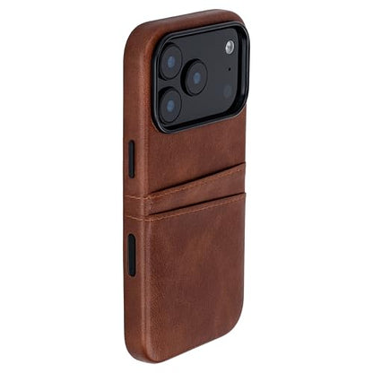 Dockem Card Case for iPhone 17 Pro with Magnetic Mounting Plate, Camera Control Button, Wallet with 2 Holder Slots: M2 Exec Premium Synthetic Leather (Brown) - color: Brown, size: 17 Pro