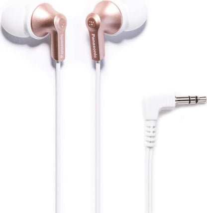 Panasonic ErgoFit Wired Earbuds, In-Ear Headphones with Dynamic Crystal-Clear Sound and Ergonomic Custom-Fit Earpieces (S/M/L), 3.5mm Jack for Phones and Laptops, No Mic - RP-HJE120-N (Rose Gold) - color: Rose Gold, size: S/M/L, style: No Mic