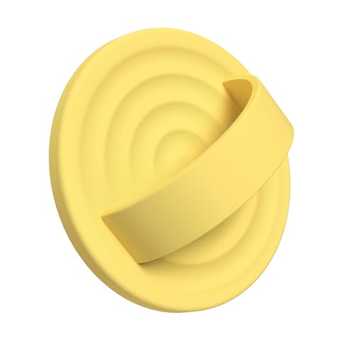 Upgraded Magnetic Phone Grip, Liquid Silicone Soft and Portable, Removable Finger Loop Ring Grip Holder for iPhone, Strong Magnetic Attraction, Compatible with MagSafe Phone Case, Yellow - color: Yellow
