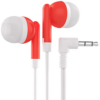 Maeline Bulk Earbuds with 3.5 mm Headphone Plug - 10 Pack - Red - color: Red, size: 10 Pack