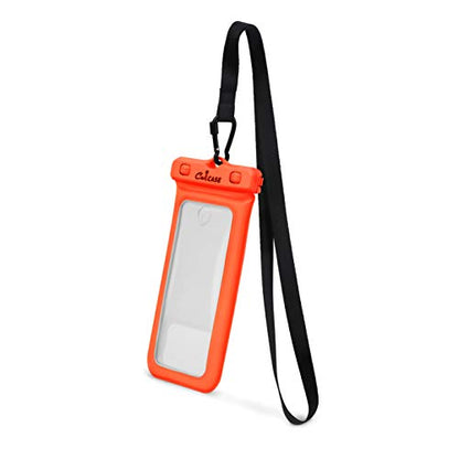 CaliCase Universal Waterproof Floating Phone Pouch - IPX8 Waterproof Floating Phone Case with Lanyard for iPhone X-15/ S20-S24/ Pixel 4-8 - Orange - color: Orange