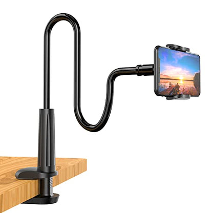 Phone Holder Bed Gooseneck Mount - Flexible Arm 360 Mount Clip Adjustable Bracket Clamp Stand Compatible with Cell Phone 11 Pro XS Max XR X 8 7 6 Plus 5 4, Samsung S10 S9 S8 for Bedroom Desk - color: Black