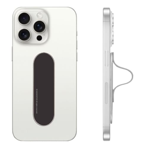 Momostick Premium Flatstick Collection, Slim Phone Grip and Stand, Adjustable Finger Loop Holder for All Smartphones, Universal and Pocket-Friendly Selfie Stand - color: Jet Black