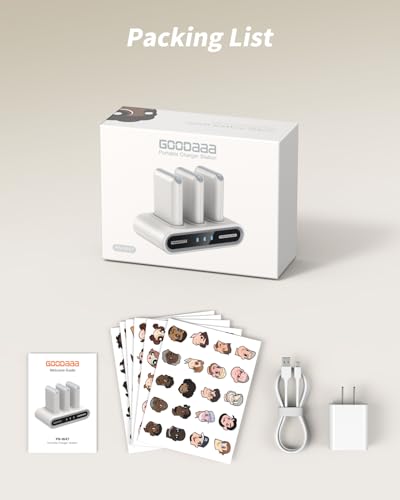 GOODaaa Portable Charger, 3-Pack 10000mAh Slim Power Bank Built in Cables - color: Black