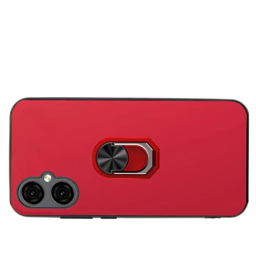for BLU G64 Ring Holder Phone Case with Screen Protector -Red | Slim Flexible TPU & 360 Rotating Ring Holder Kickstand Protective Silicone Rubber Case for BLU G64 G1010WW (6.8" SmartPhone) - color: red