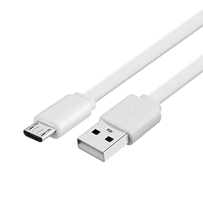 Short 6-inch USB to Micro USB Cable White, Flat, Data and Charging Cords