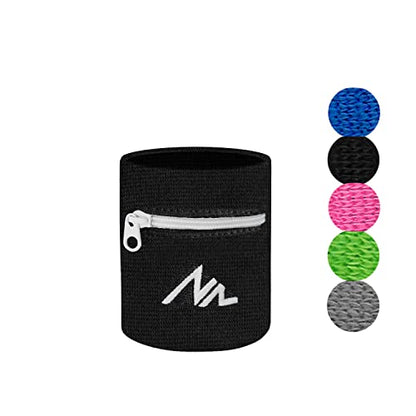NEWZILL Wrist Wallet Wristband with Zipper for Men & Women, Cotton - color: Black/White, size: Small