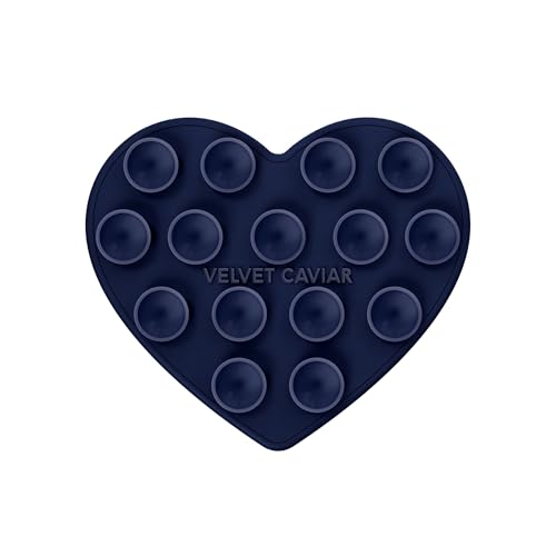 Velvet Caviar Suction Cup Phone Case Mount Compatible with MagSafe Devices Only - Magnetic Silicone Sticky Phone Grip Holder for iPhone Back of Phone - Mirror Gripper (Admiral Navy Heart) - color: Admiral Navy Heart